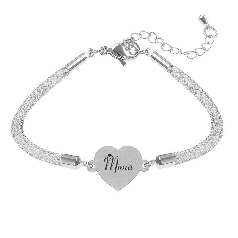 دستبند نقره زنانه لیردا مدل اسم مونا 202032