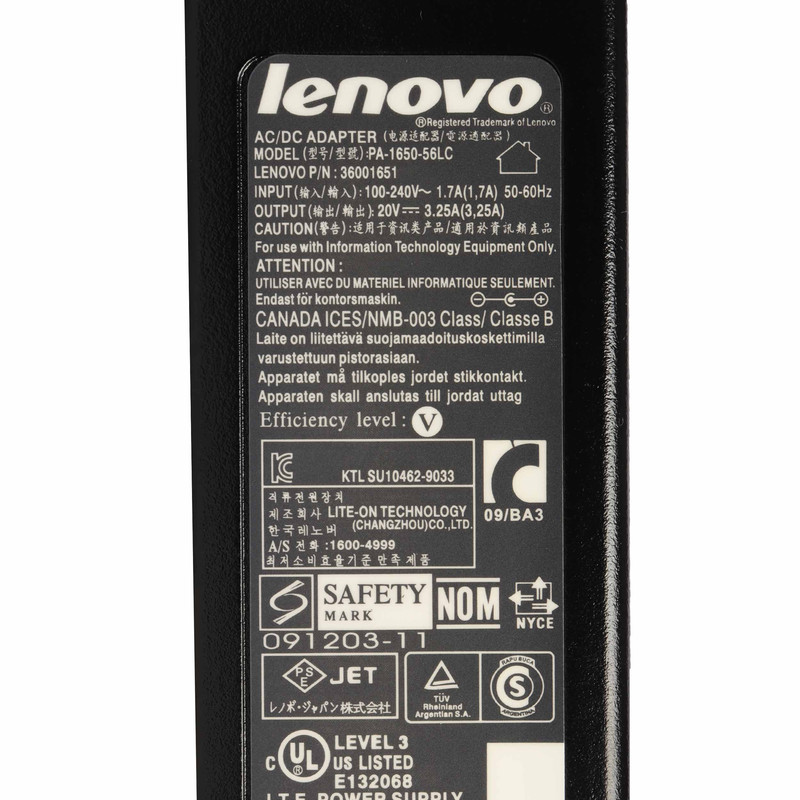 شارژر لپ تاپ 20 ولت 3.25 آمپر لنوو مدل PA-1650-56LC
