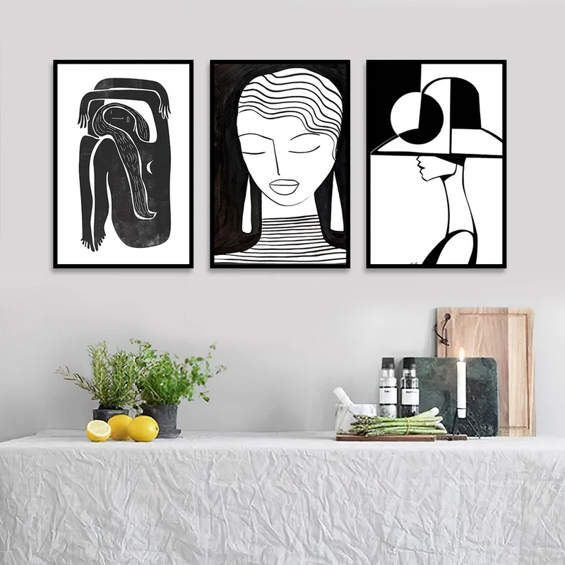 تابلو بکلیت طرح نقاشی مدرن مدل شاین اکلیلی B-1397 مجموعه 3 عددی