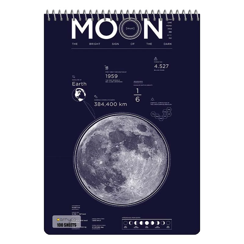 دفتر شطرنجی 100 برگ کارنیکا طرح روزنامه وینتج ماه Vintage Newspaper Moon کد 37995