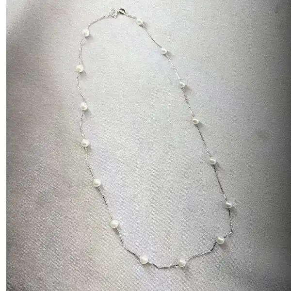 گردنبند نقره زنانه مدل مروارید کد 900108