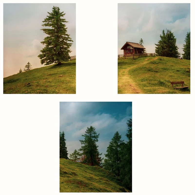 پوستر مدل مسترکلبه ای روی تپه -چاپ کوه مجموعه 3 عددی