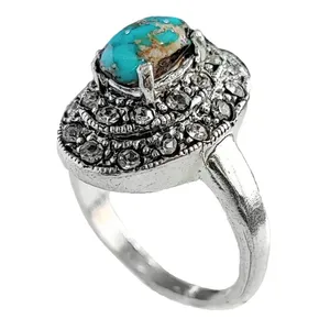 انگشتر نقره زنانه مدل فیروزه نیشابور کد FW3074