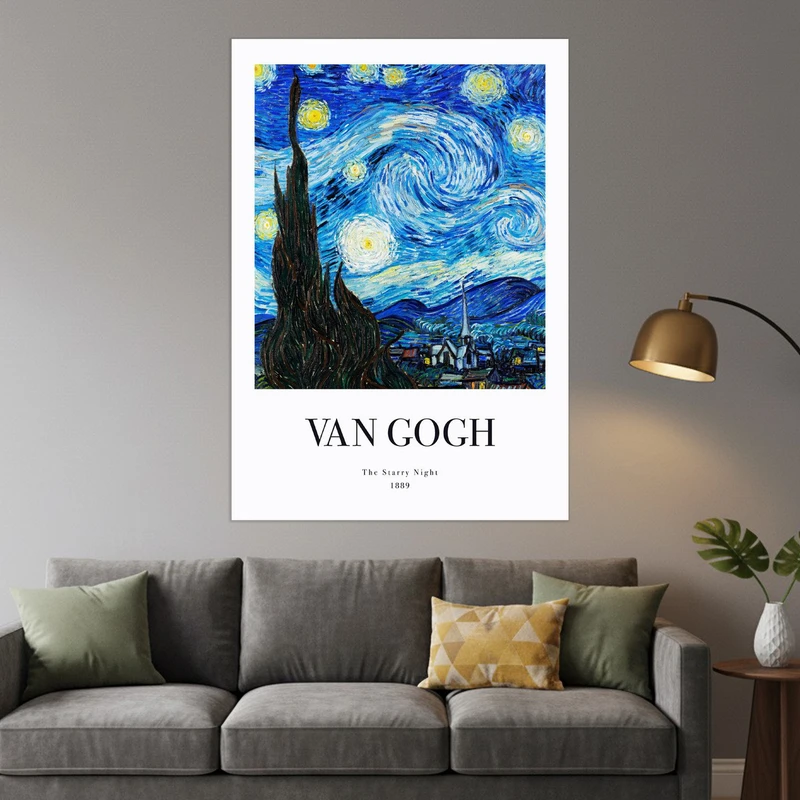 پوستر طرح نقاشی شب پر ستاره مدل The Starry Night 11031