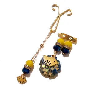 ست گیره روسری و سنجاق سینه زنانه مدل PM059