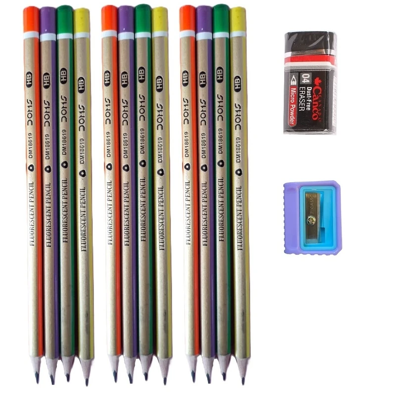 مداد مشکی دامس مدل نگار همراه با تراش و پاک کن مجموعه 14 عددی