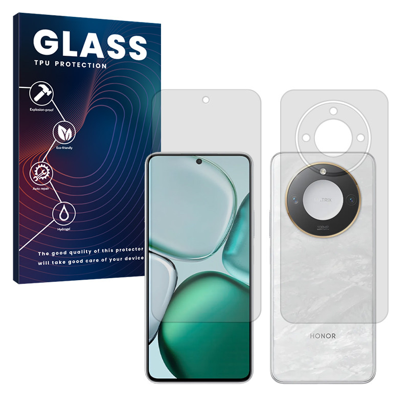 محافظ صفحه نمایش شفاف گلس مدل Resistant مناسب برای گوشی موبایل آنر X9c Smart به همراه محافظ پشت گوشی 