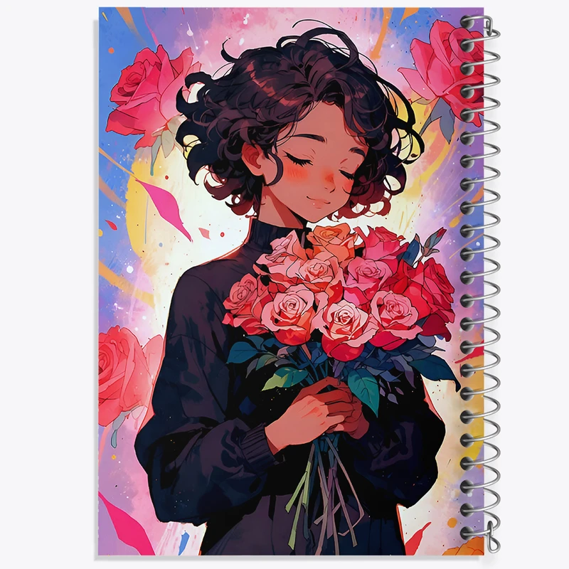 دفتر نقاشی 50 برگ خندالو طرح دختر و گل رز کد F6650