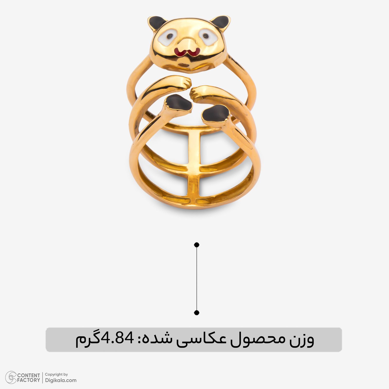 انگشتر طلا 18 عیار زنانه وی گالری مدل پاندا کد RA4705 سایز 56 -  - 2