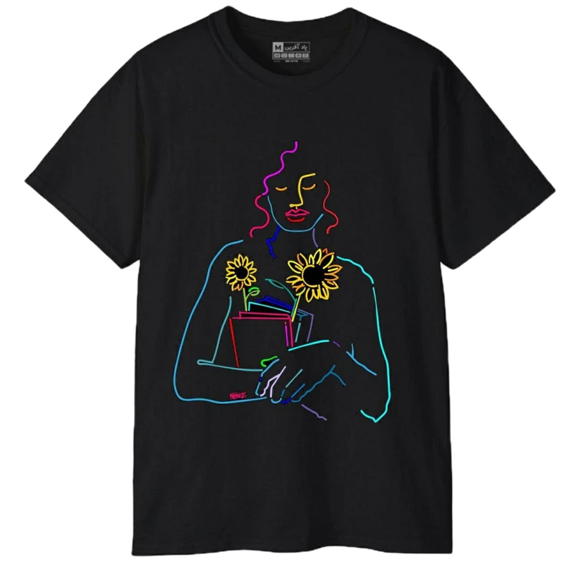 تی شرت آستین کوتاه مردانه پاد آفرین مدل دختر گل کد 99