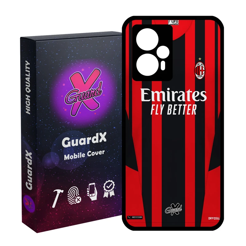 کاور گارد ایکس طرح AC Milan مدل Glass10399 مناسب برای گوشی موبایل شیائومی Poco F5/Redmi Note 12 Turbo