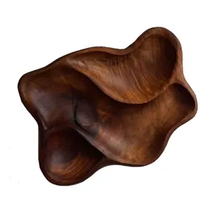 ظرف سرو چوبی مدل 3 خانه دفرمه