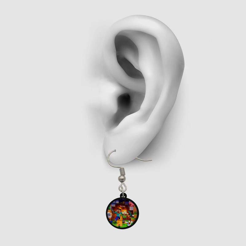 گوشواره زنانه ناکسیگو مدل شب تاب طرح ماینکرفت کد ES8454