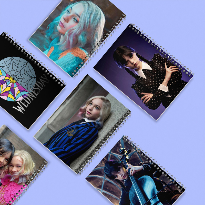 دفتر مشق 50 برگ خندالو طرح ونزدی (Wednesday) کد 719 مجموعه 6 عددی