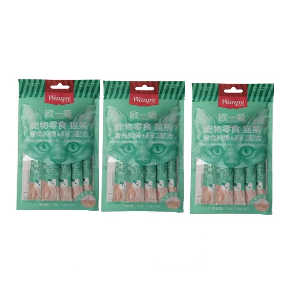 بستنی ونپی گربه مدل سبز ماهی تن و میگو وزن 70 گرم بسته 3 عددی
