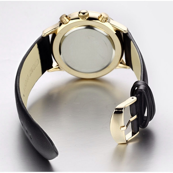 ساعت مچی عقربه‌ای مردانه مدل تک موتوره بند چرم تقویم دار