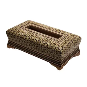 جعبه دستمال کاغذی خاتم کاری چوبی کد jdf35