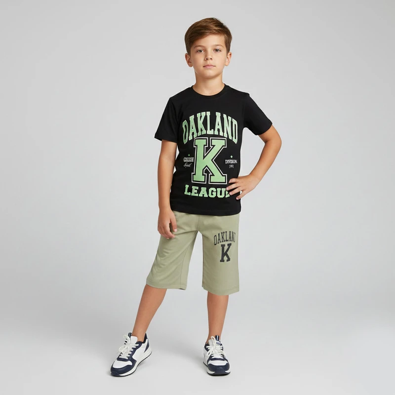 ست تی شرت آستین کوتاه و شلوارک بچگانه مدل oakland
