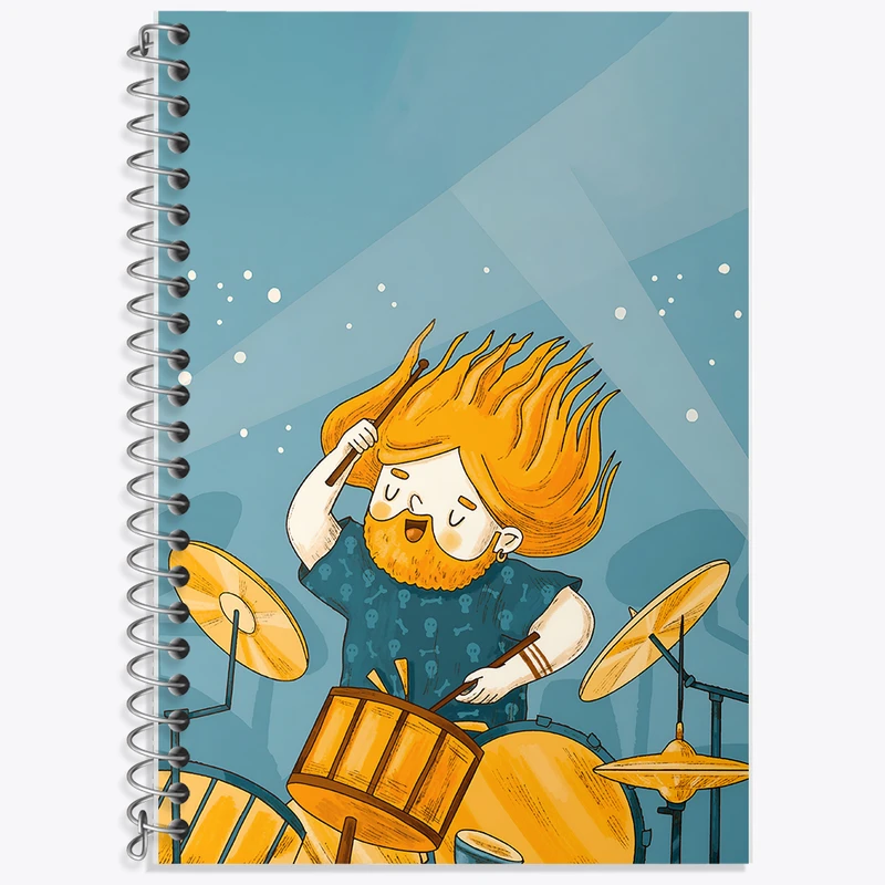 دفتر زبان 50 برگ خندالو مدل دو خط طرح نوازنده درامز کد F8179