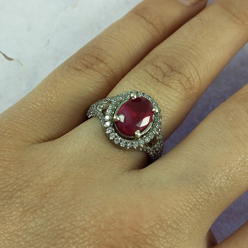 انگشتر نقره زنانه سلین کالا مدل یاقوت سرخ کد 49