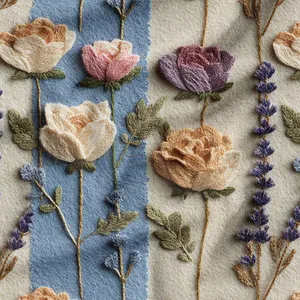 پارچه ملحفه عرض 1.5 متر پارچه باما طرح پنج بعدی گل نفس کد 5014192 رنگ آبی