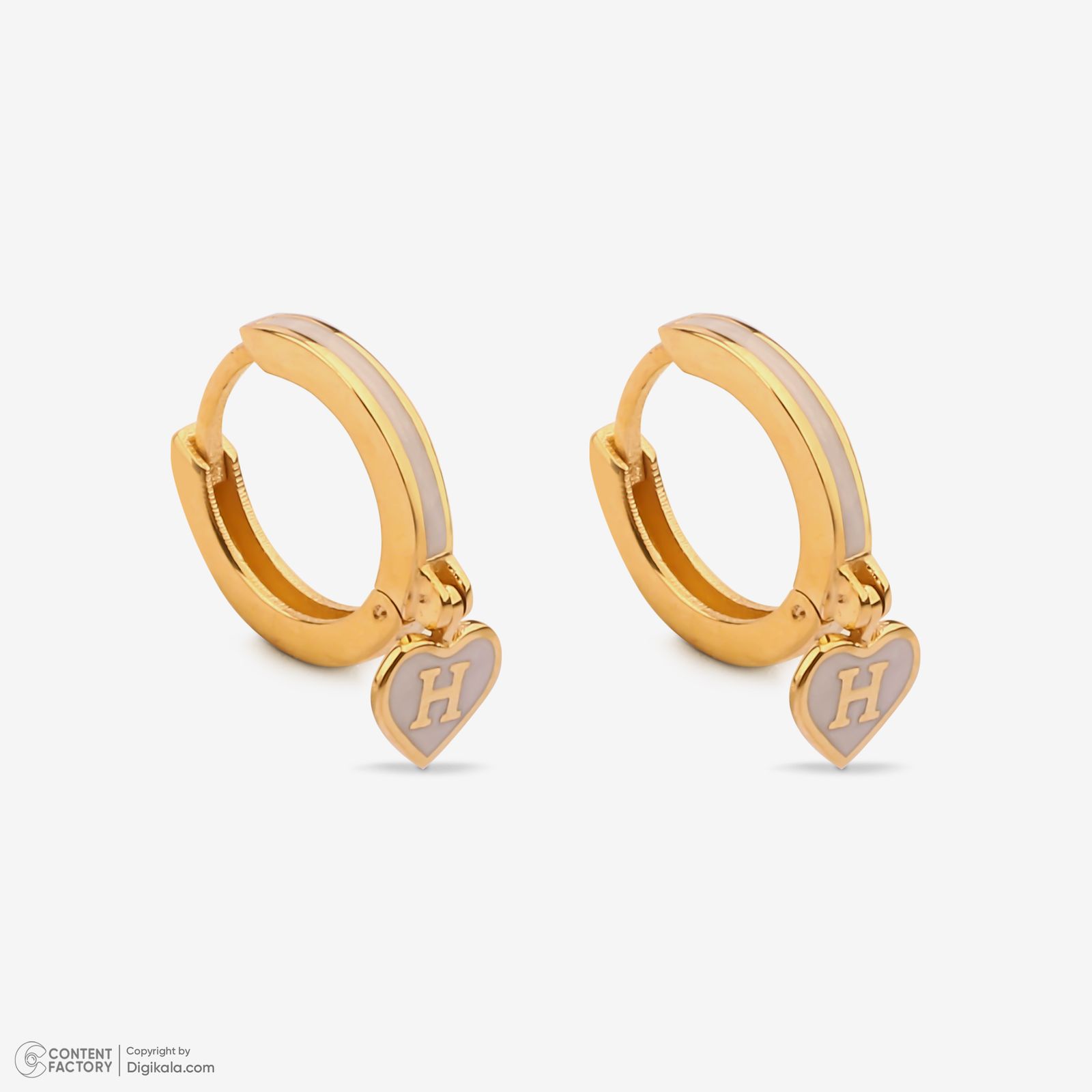 گوشواره حلقه‌ای طلا کم اجرت  18 عیار زنانه گلدم مدل E244025 -  - 4