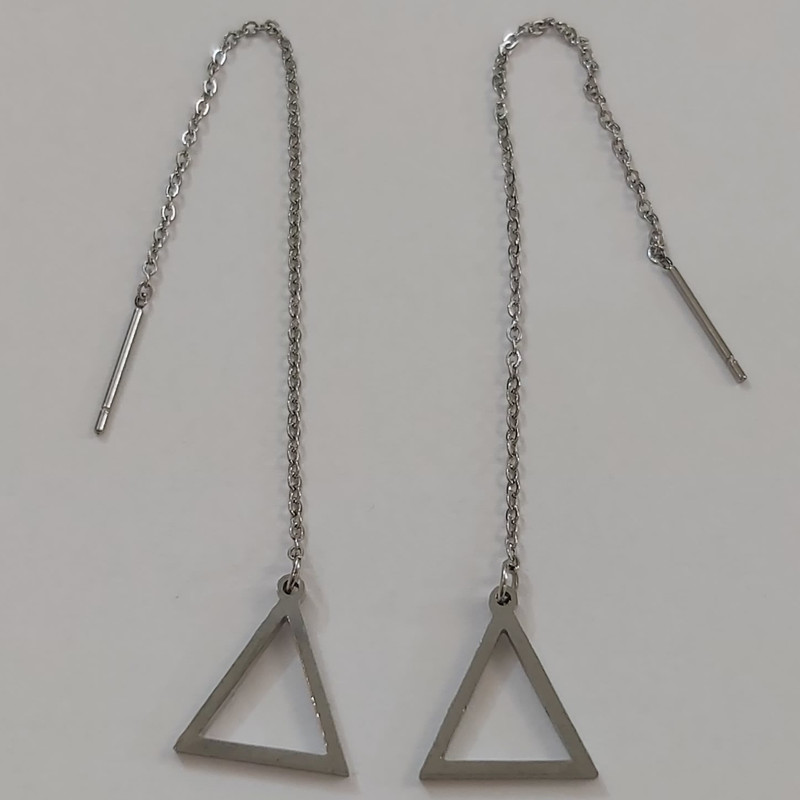 گوشواره زنانه استینلس استیل مدل بخیه طرح مثلث کد shape115 (لطفا کد را تغییر ندهید تشکر)