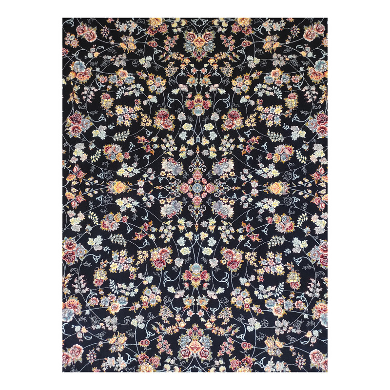 فرش ماشینی مشهد کد 722111 زمینه سرمه ای