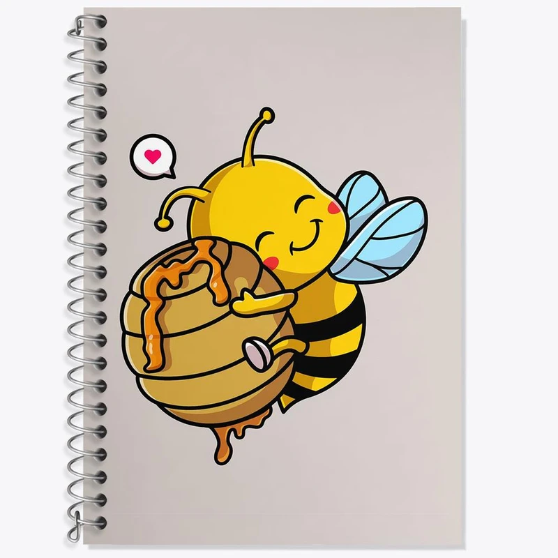 دفتر زبان 50 برگ خندالو مدل سه خط طرح حیوانات بامزه زنبور کد 29695