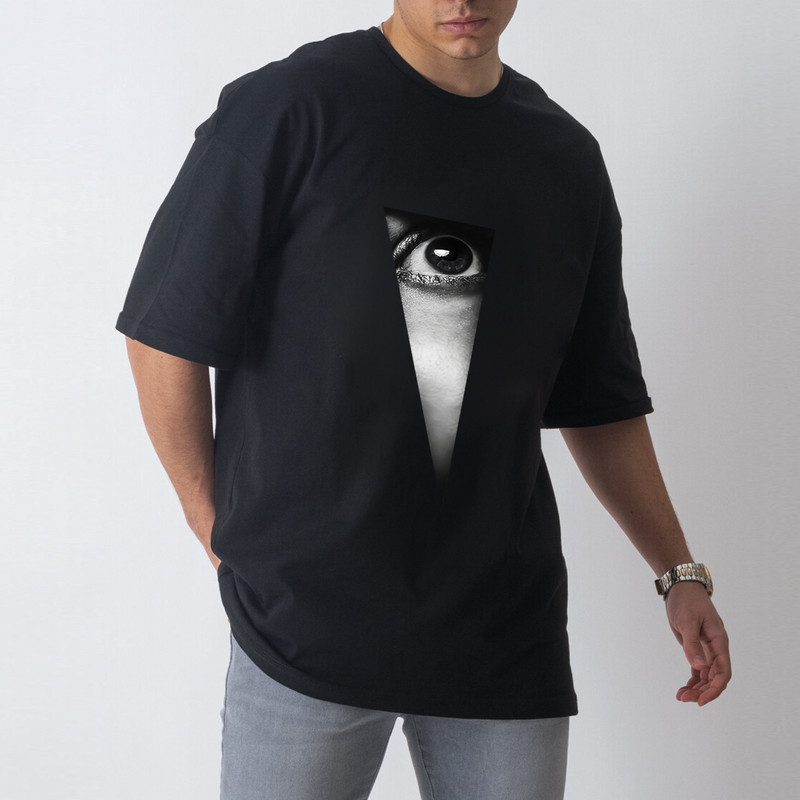 تی شرت اورسایز آستین کوتاه مردانه مدل چشم کد 22