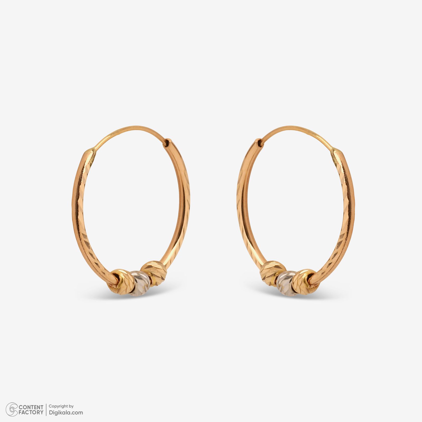 گوشواره حلقه‌ای طلا 18 عیار زنانه مطیع ها مدل 355 -  - 3