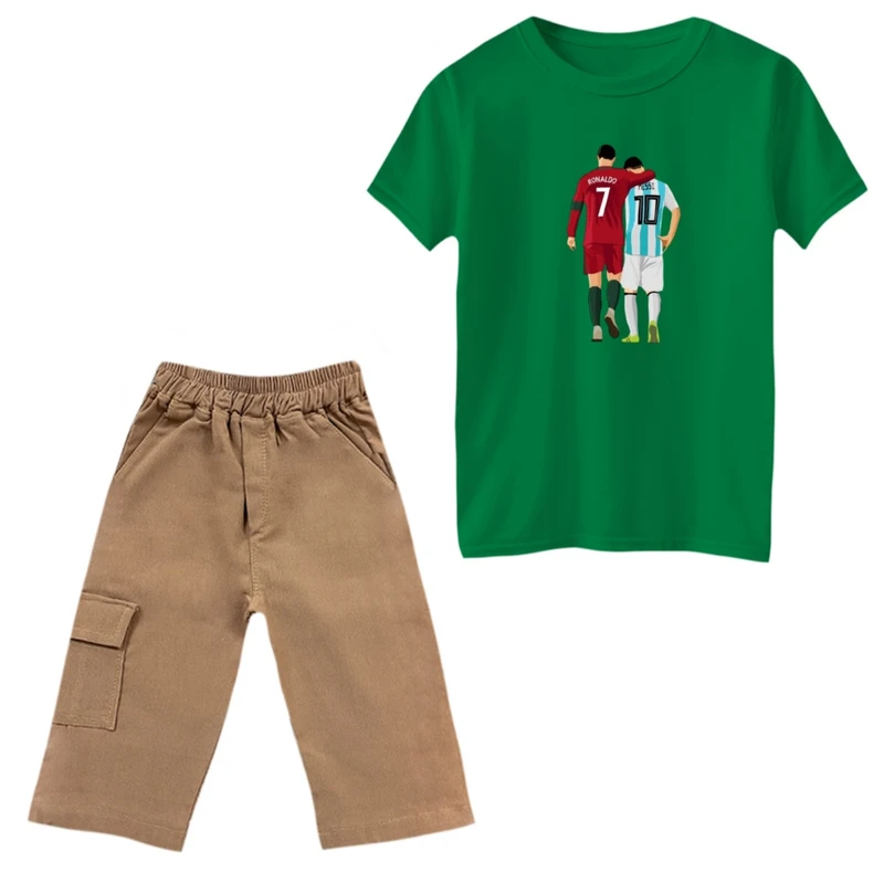 ست تی‌شرت و شلوارک پسرانه مدل مسی و رونالدو