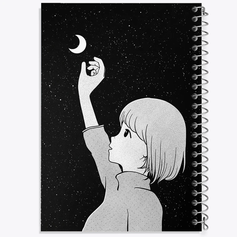 دفتر ژورنال نویسی 50 برگ خندالو مدل نقطه ای طرح دختر و ماه کد N25