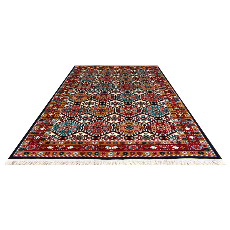 فرش ماشینی نیروانا طرح گبه کد 784 زمینه سورمه ای