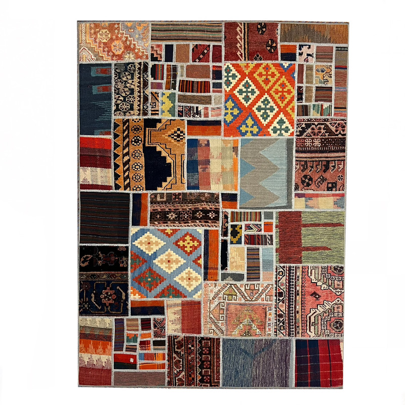 کلاژ فرش دستباف 3 متری مدل تکه دوزی‌