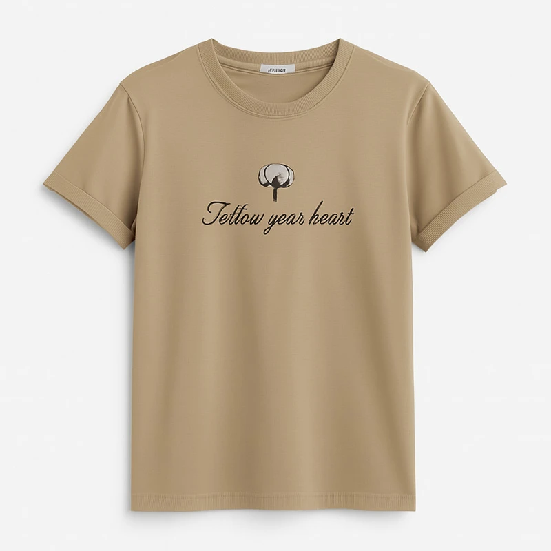 تی‌شرت آستین کوتاه زنانه ایپلیک زی مدل گلدوزی کد IP18.4