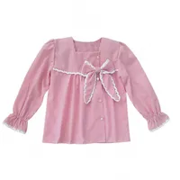 شومیز آستین بلند یقه خشتی دخترانه مدل عروسکی