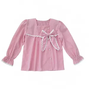 شومیز آستین بلند یقه خشتی دخترانه مدل عروسکی