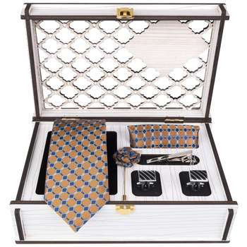 ست کراوات و دستمال جیب و گل کت مردانه جیان فرانکو روسی مدل GF-PO836RE-BOX 