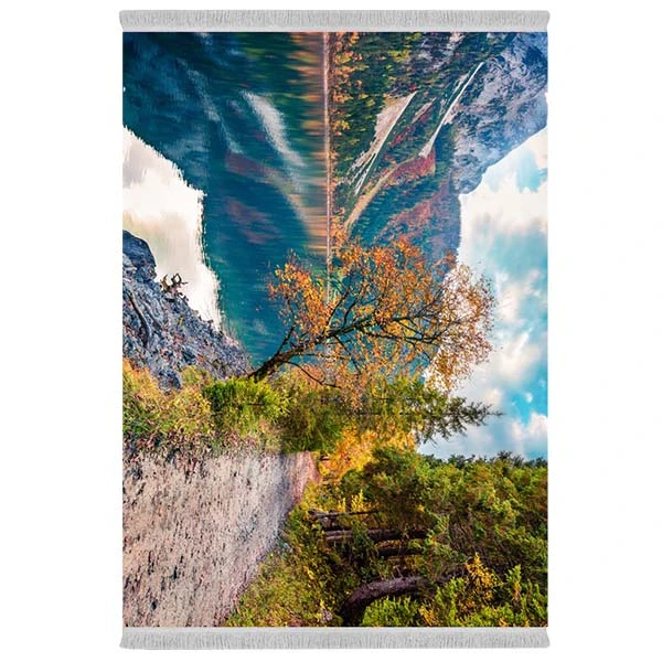 فرش پارچه‌ای دفه مدل فرشینه شانل مخمل طرح فانتزی کد 7054