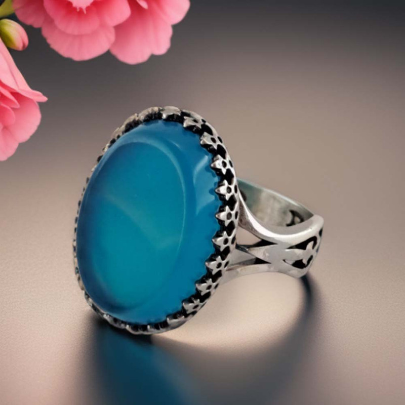 انگشتر نقره مردانه ملک زیور مدل عقیق طرح سر نیزه کد 313