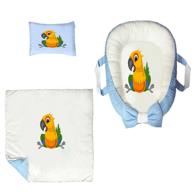 سرویس خواب سه تکه نوزاد ناریکو مدل گارد محافظ دار طرح پرنده کد 080