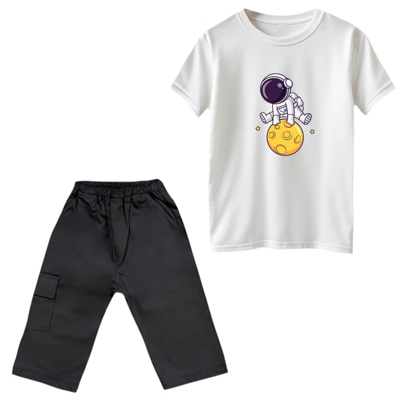 ست تی‌شرت و شلوارک پسرانه مدل فضانورد کد 3