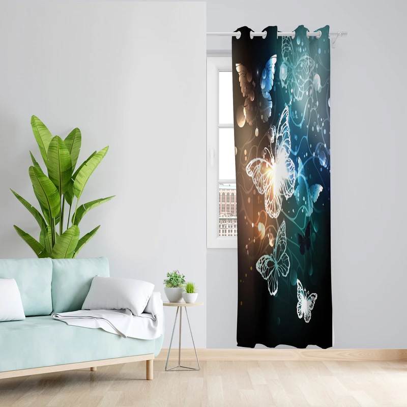 پرده طرح پروانه مدل مخمل پانچی کد 2290 z سایز 140x200 سانتی متر