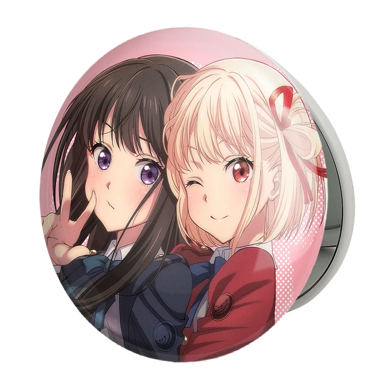 آینه جیبی خندالو طرح چیساتو و تاکینا انیمه لیکوریس ریکویل Lycoris Recoil مدل تاشو کد 23042 