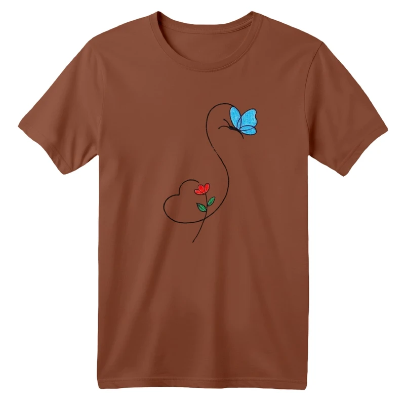 تی شرت آستین کوتاه بچگانه مدل پروانه و قلب