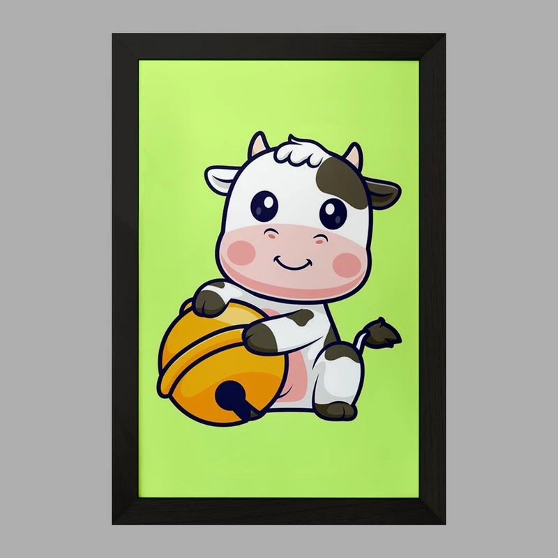 تابلو خندالو مدل حیوانات بامزه گاو کد 29731