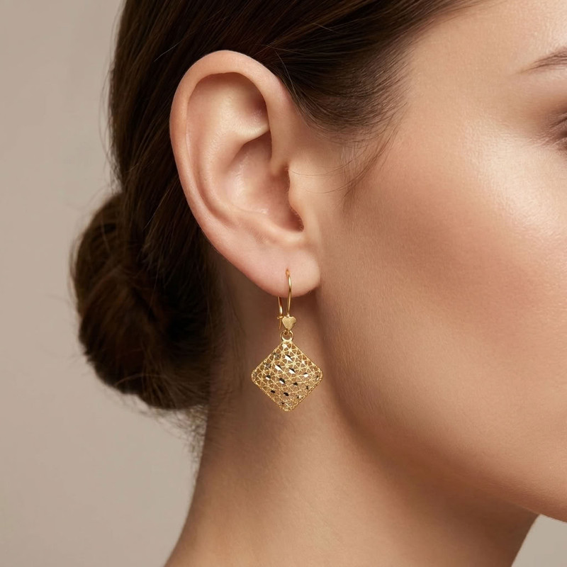 گوشواره عصایی طلا 18 عیار زنانه رضا گلد مدل Diamond Shape - 3