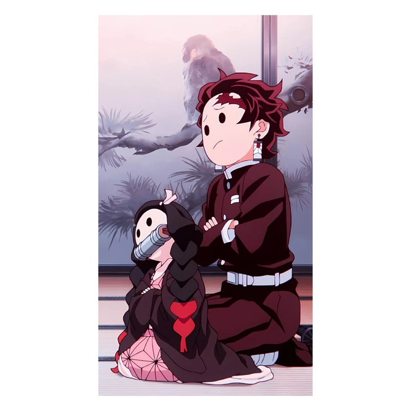 استیکر لپ تاپ و موبایل مدل انیمه طرح شیطان کش نزوکو کامادو demon slayer nezuko kamado کد 246