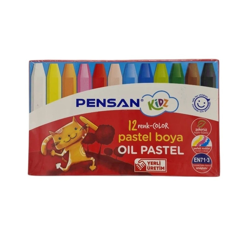 پاستل روغنی 12 رنگ پنسان طرح کیدز کد 12053
